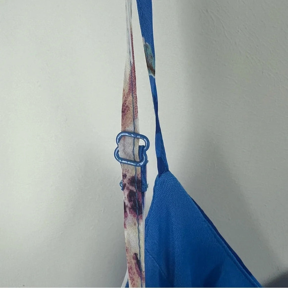 Pink Lily Blue Floral Sheer Maxi Dress Elegant Party Wedding M Cruise Feminine - Picture 15 of 16